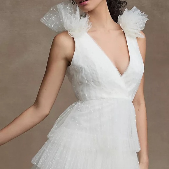 BHLDN Monique Lhuillier size 14 New With Tags Elegant White Ruffled Dress - Picture 4 of 15